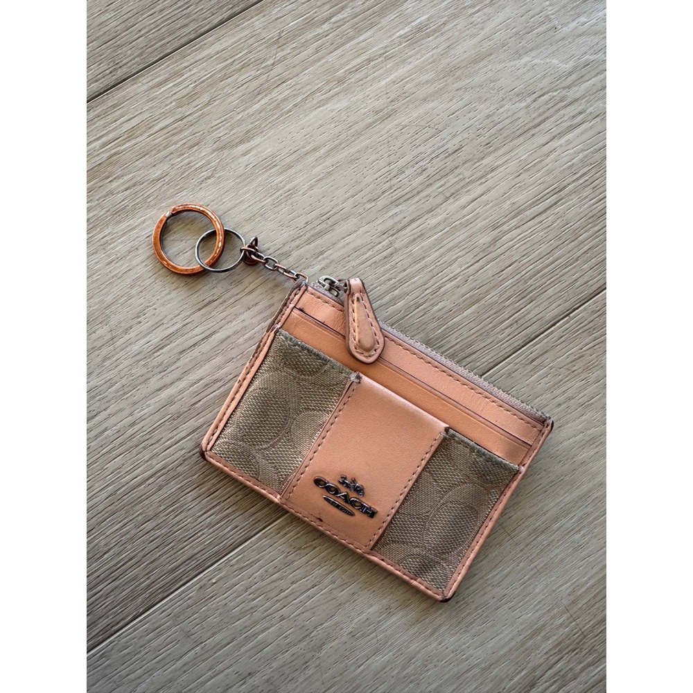 Coach Mini Skinny ID Case Signature Jacquard Leather Pink Restoration Project